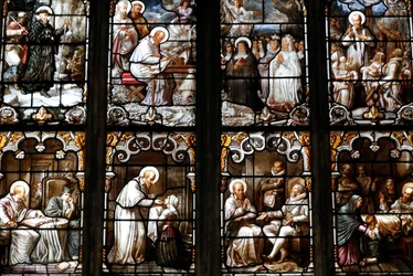 Saint Nizier church, Stained glass window, St Francis de Sales by Claudius Lavergne (1815-1887), Lyon, France